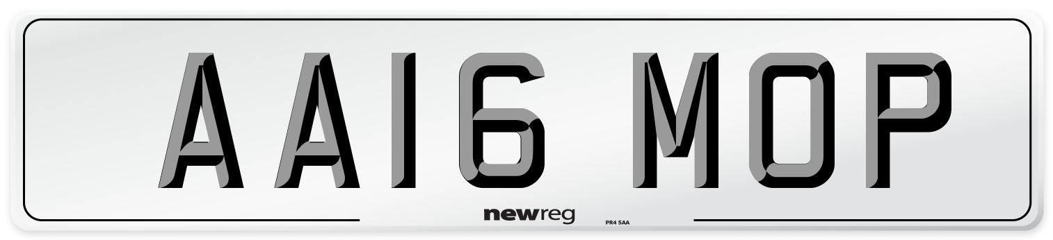 AA16 MOP Number Plate from New Reg
